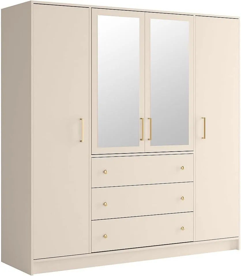Armoire de rangement — Lizandro, avec tiroirs, 4 Portes, 3 tiroirs, beige