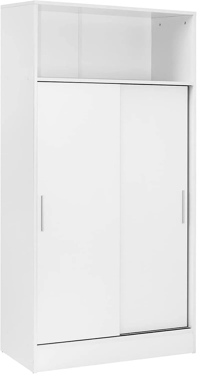 Armoire de rangement – avec rangement, avec Bibliothèque et étagère de rangements, 2 Portes, 4 étagères, 157 cm, blanc