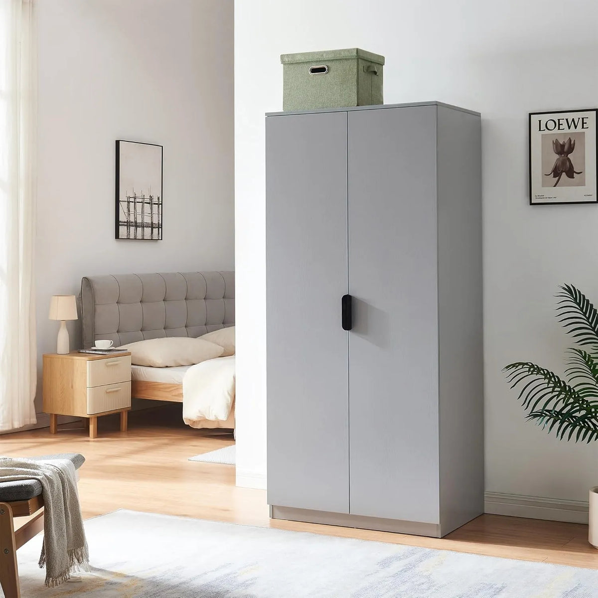 Armoire de rangement – MDF 176, avec rangement, 2 Portes, 176 × 80 × 52 cm, gris