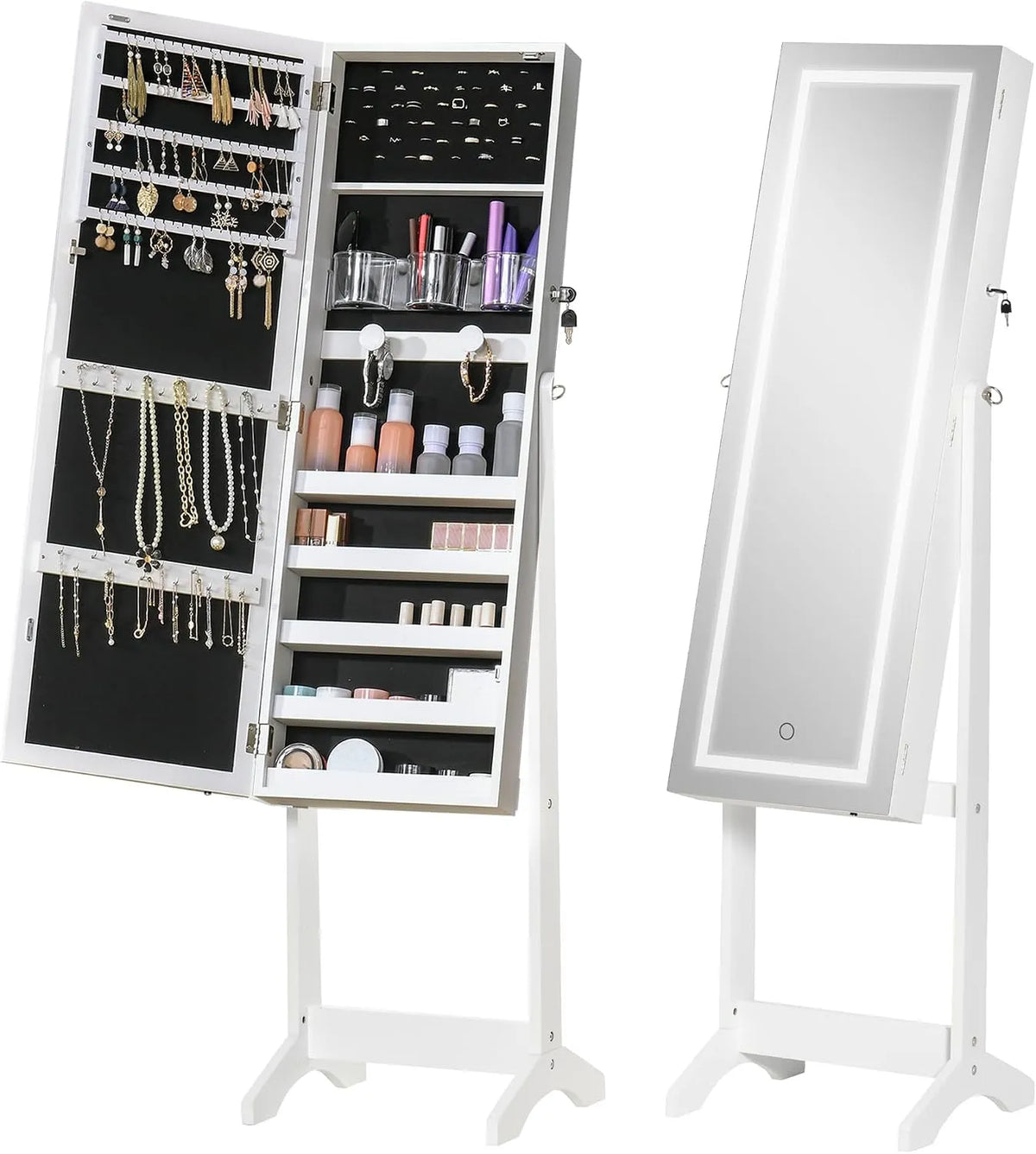 HOMCOM Armoire de rangement – sur pied, affichage LED, avec écran, écran tactile, blanc