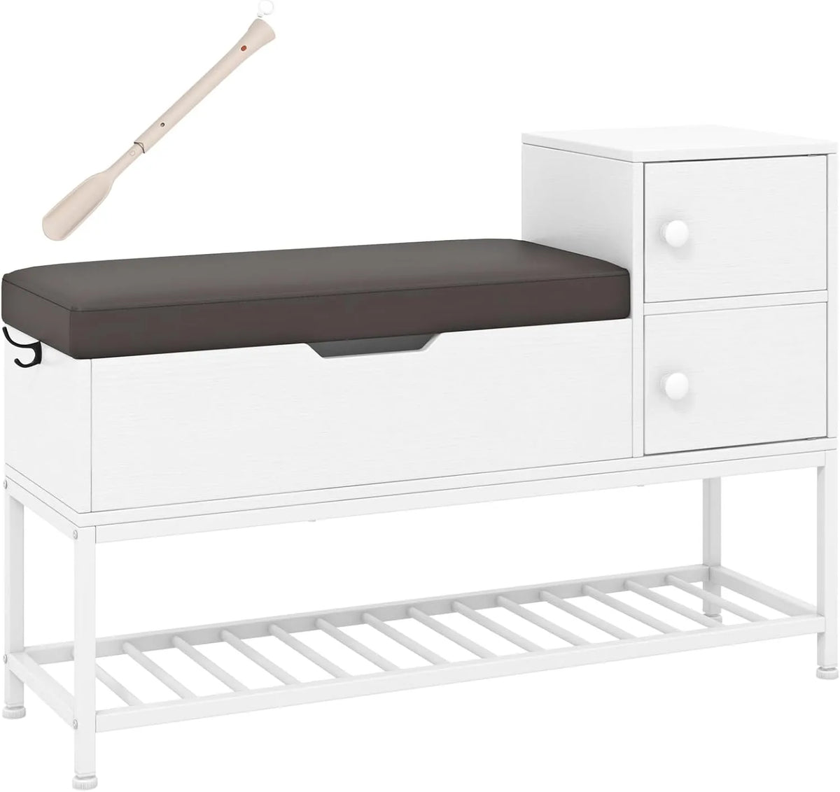 Banc et banquette d'intérieur — avec rangement, 2 Portes, blanc