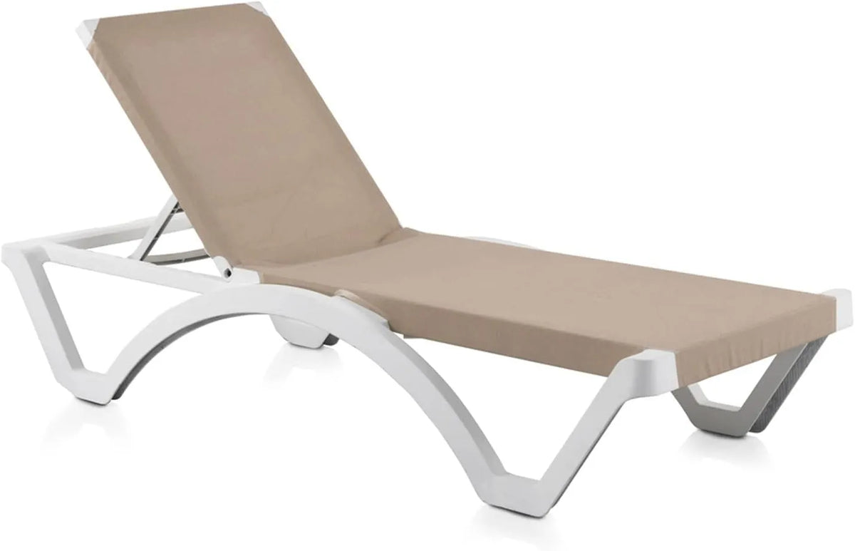 Chaise: réglable, 190 × 75 × 36 cm, inclinable