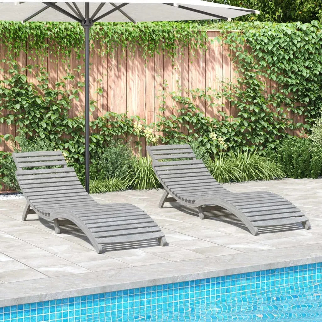 Chaise: en bois, Lot de 2, 184 × 55 × 64 cm, gris, en bois massif