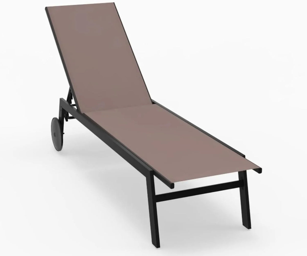 COSTWAY Bain de soleil: en métal, respirant, revêtement en tissu, réglable, 150 kg, marron, avec roulettes
