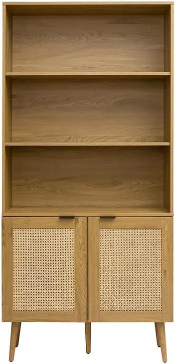 Miliboo Bibliothèque Finition Bois Clair: L90, en métal, en bois, noir, en résine tressée
