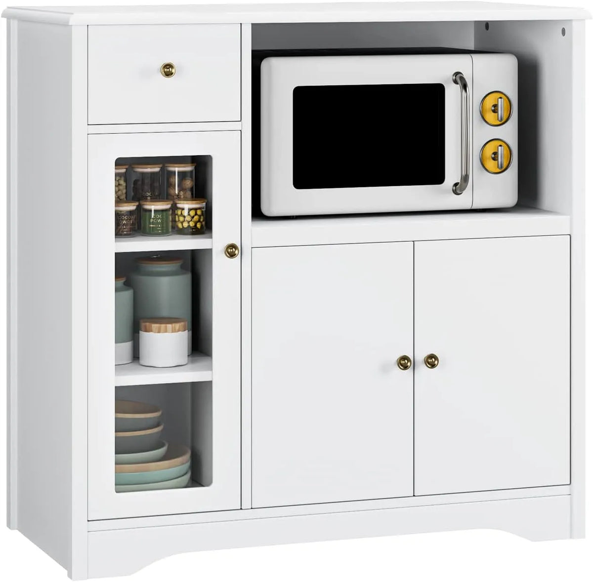 Armoire de rangement: avec tiroirs, 3 Portes, 90 × 40 × 82 cm, blanc