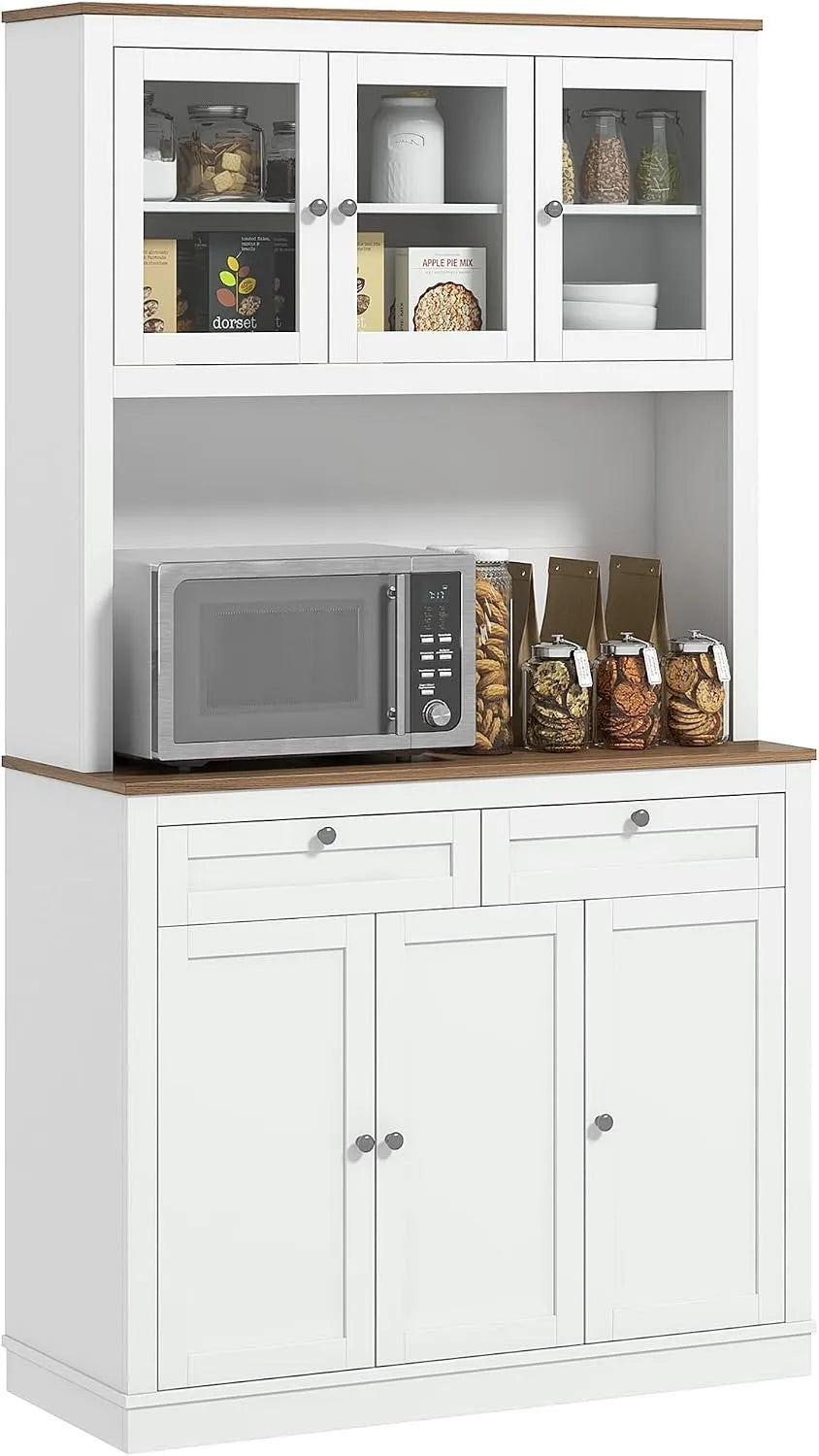 HOMCOM Armoire de rangement: en verre, avec rangement, avec tiroirs, avec Bibliothèque et étagère de rangements, 6 portes, 2 tiroirs, 100 × 40 × 180cm