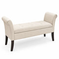Banquette en tissu avec pieds en bois Beige