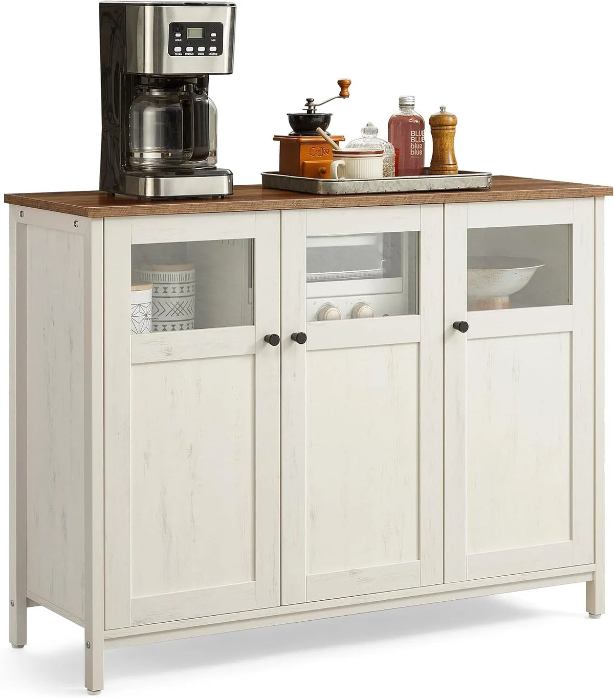 VASAGLE LSC099WJ02 Meuble de Rangement: en acier, avec rangement, 3 Portes, blanc