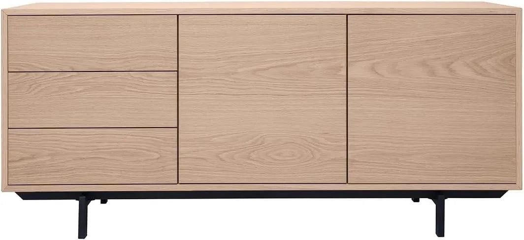 Miliboo Buffet et meuble de rangement Vintage Finition Bois chêne 2 Portes 3 tiroirs — L160, en bois, avec tiroirs