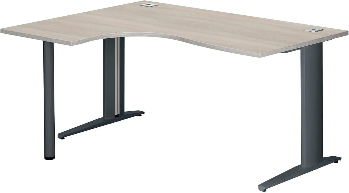 Bureau et table informatique — en métal, angle gauche, format compact, 160 cm, anthracite