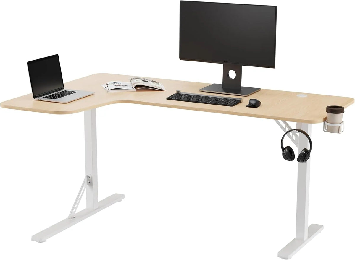 Bureau et table informatique — en métal, angle gauche, en bois, pour gaming, 160 × 100 cm, 1, 6 cm, 160 L