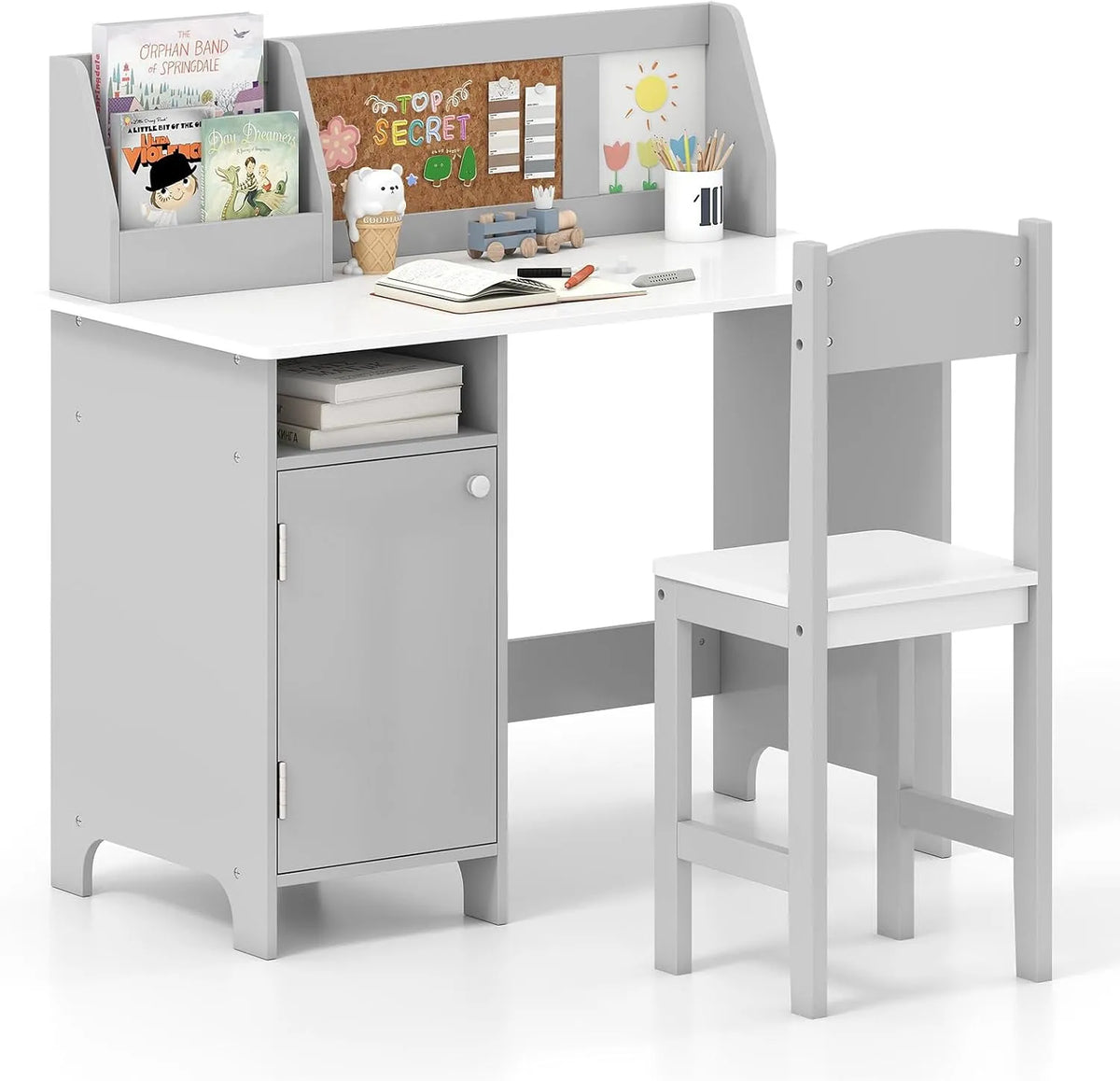 Bureau et table informatique — pour enfant, en bois, 90 × 45 × 85, 5CM, gris