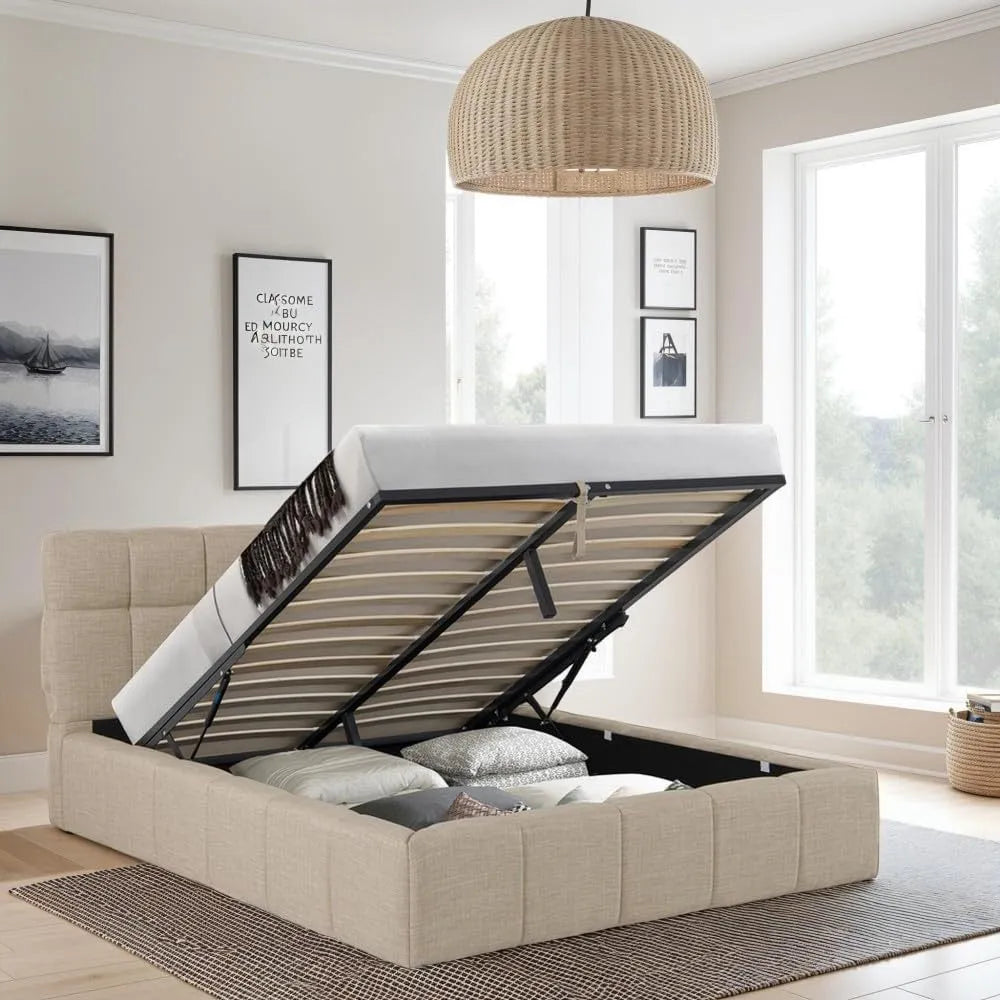Weber INDUSTRIES Lit Coffre 160x200 cm Elias + sommier/Beige — 160 × 200 cm