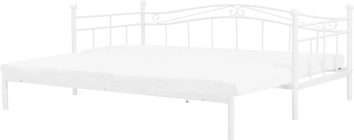 Beliani Lit banquette et lit d'appoint Extensible en Métal Blanc 80/174 x 200 – 174 × 200 cm