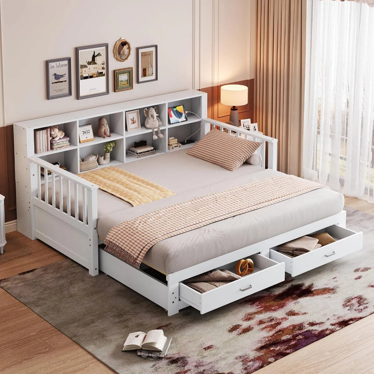 Canapé convertible et canapé-lit — en bois, avec rangement, avec tiroirs, avec accoudoirs, 2 tiroirs, 180 × 190 cm, 90cm, en bois massif
