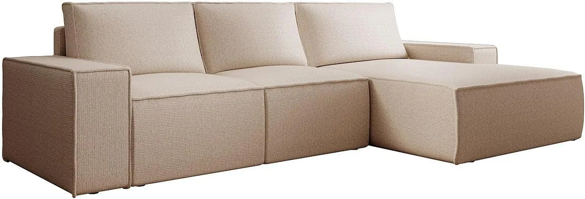 Canapé d'angle et canapé panoramique: angle droit, revêtement en tissu, convertible, beige