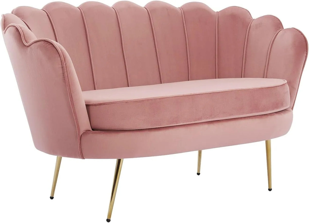 Canapé: 2 Places, rose, revêtement en velours