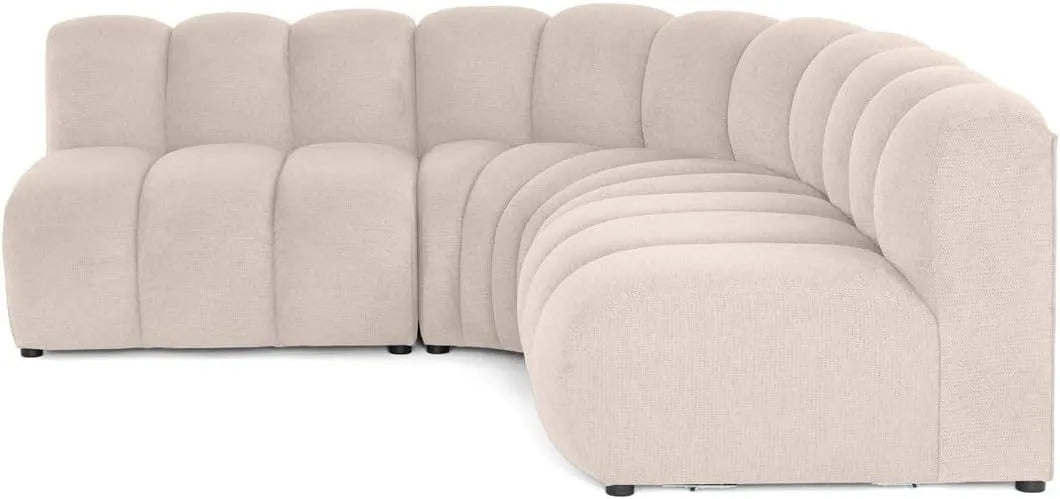 Canapé d'angle et canapé panoramique — réversible, revêtement en tissu, 4 Places, beige