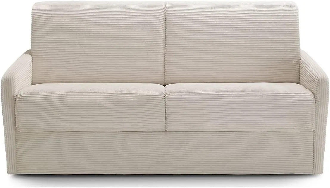 Canapé: Sienne, en velours côtelé, convertible, 3 Places, 140 × 190, beige, HOMIFAB HD 140, revêtement en tissu