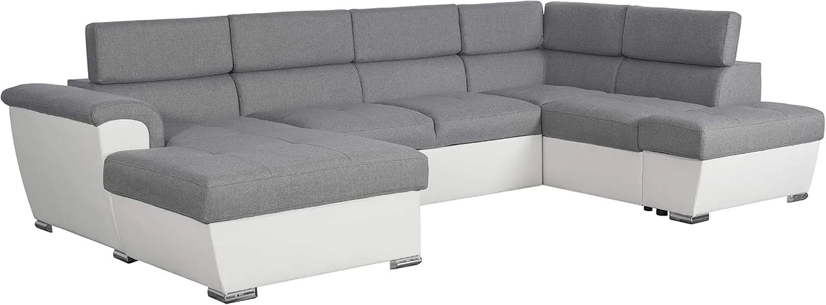 Canapé: L322cm, revêtement en tissu, convertible, 6 Places, gris