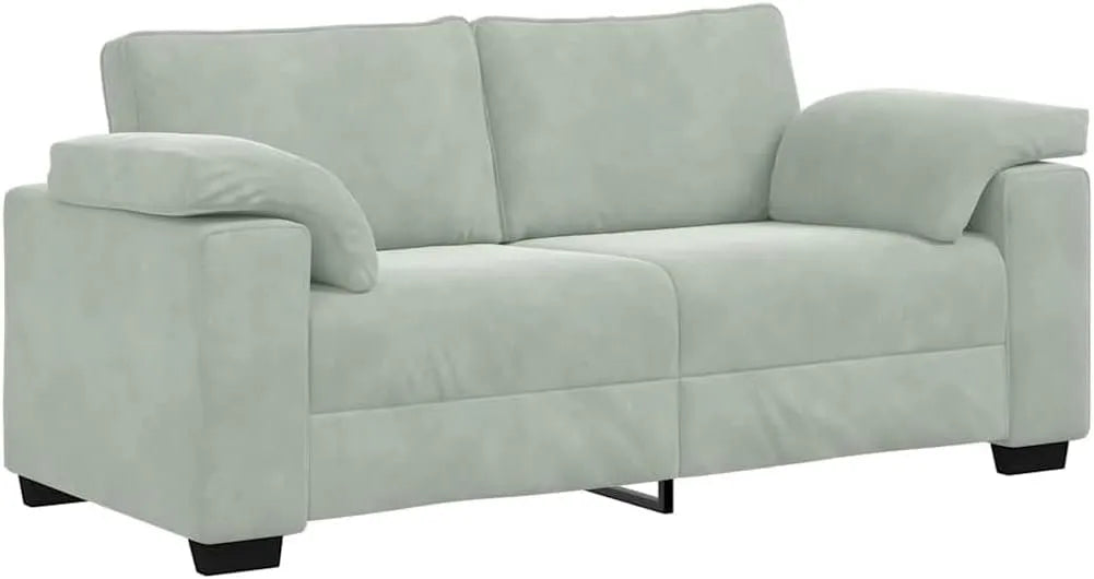 Canapé — 140 cm, gris, revêtement en velours