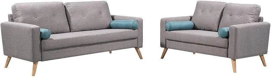 Vente-unique — revêtement en tissu, 3 Places, 2 Places, gris