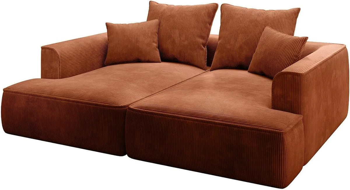 Canapé – PINETA, assise profonde, en velours côtelé, 3 Places