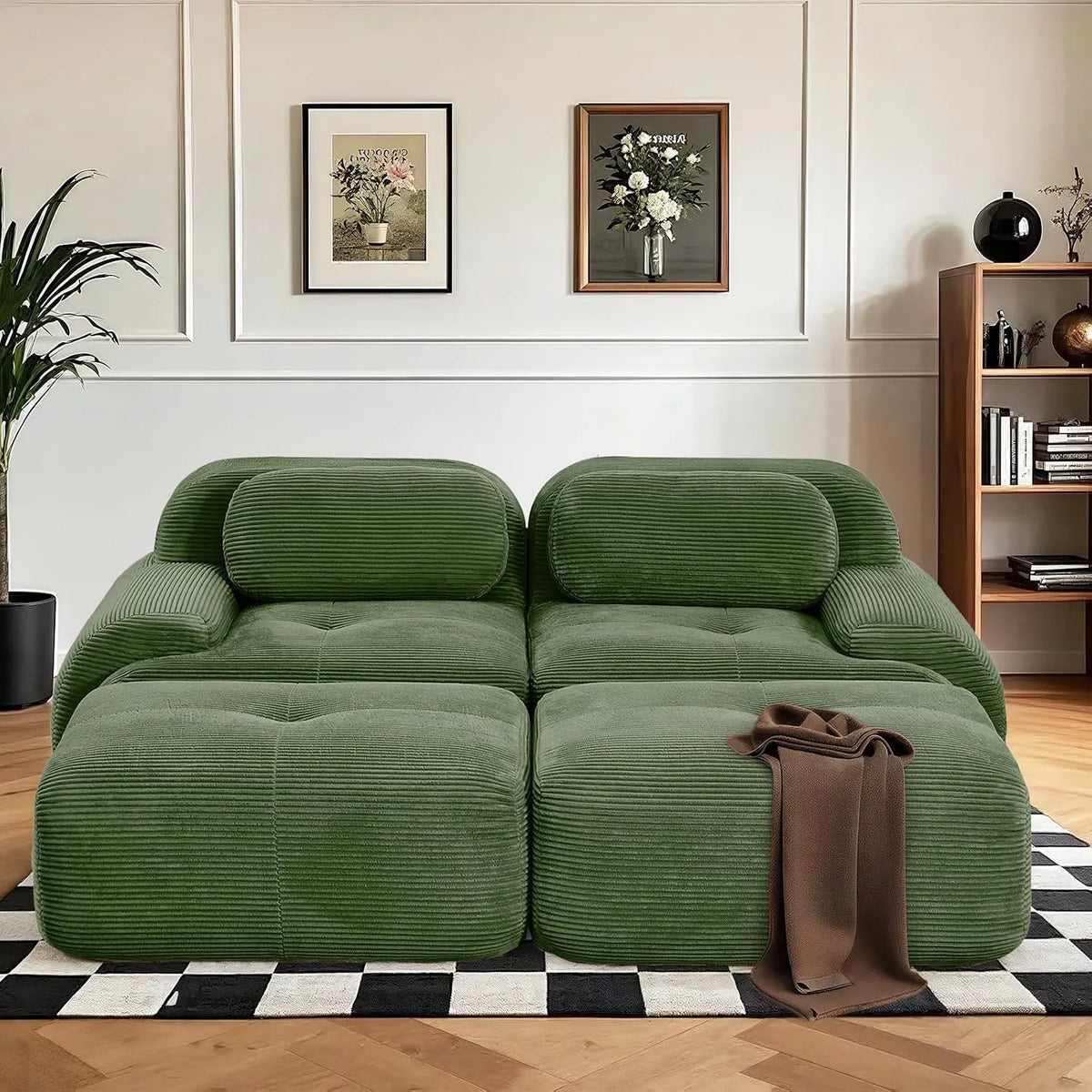 Canapé — assise profonde, revêtement en tissu, avec accoudoirs, 2 Places, vert