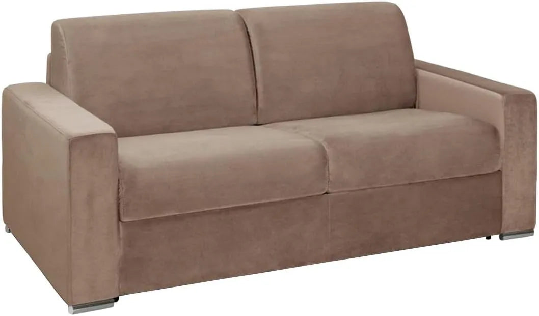 Canapé — CALITO, convertible, 3 Places, 140 cm, 14 cm, beige, revêtement en velours, revêtement en tissu