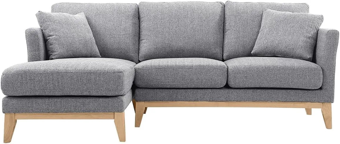Canapé d'angle et canapé panoramique – angle gauche, revêtement en tissu, en bois, 4 Places, gris