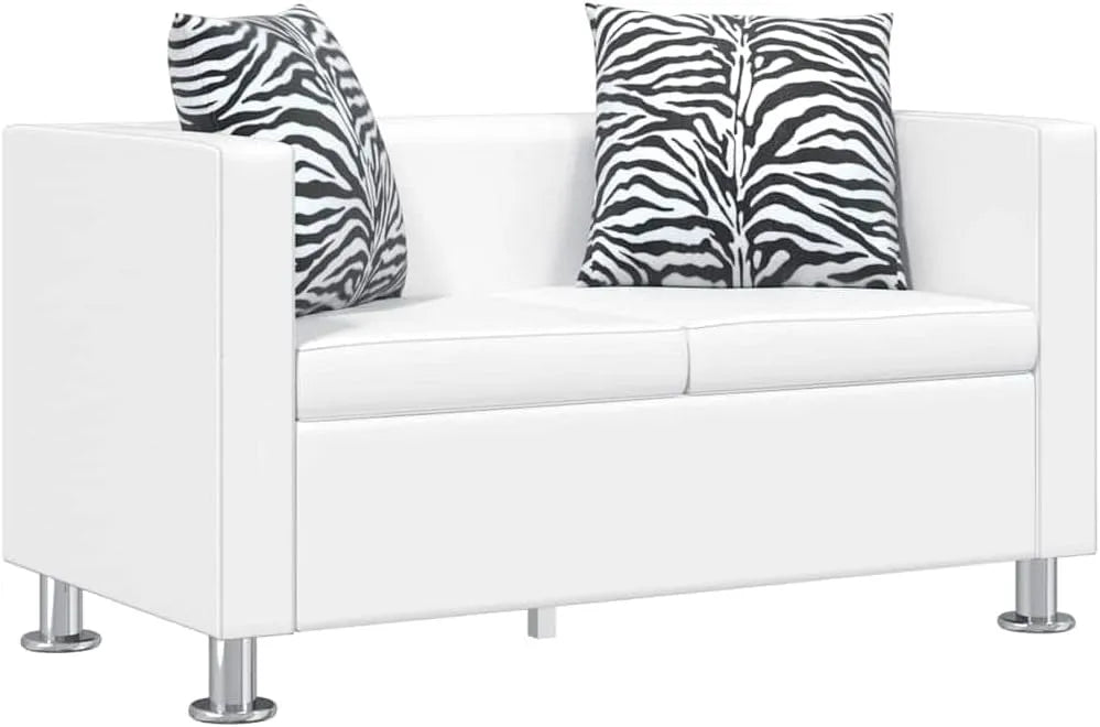 Canapé – en cuir, 2 Places, 25.75 KG, blanc