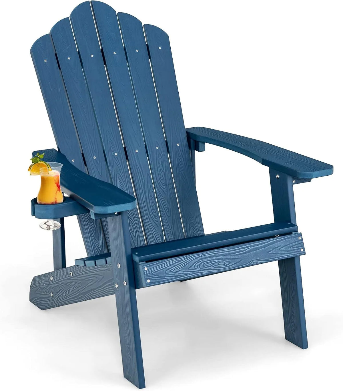 COSTWAY Chaise de jardin et fauteuil de terrasse: HIPS, en bois, résistant à l'eau, 170KG, bleu