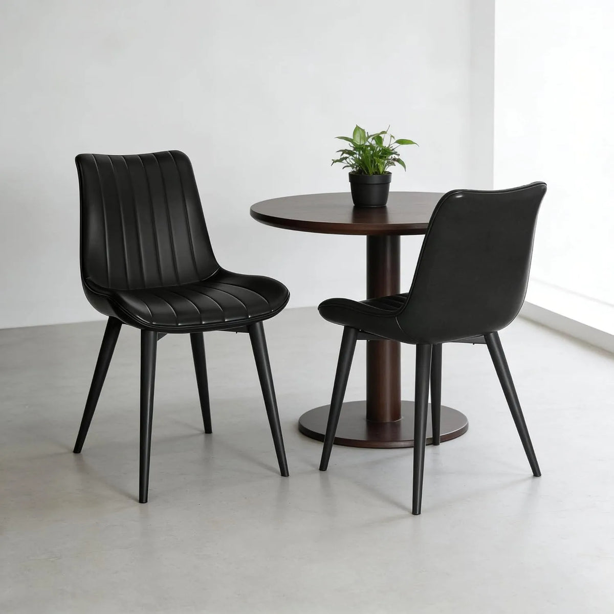 Chaise – en métal, en cuir PU, Lot de 2, 130 kg, noir