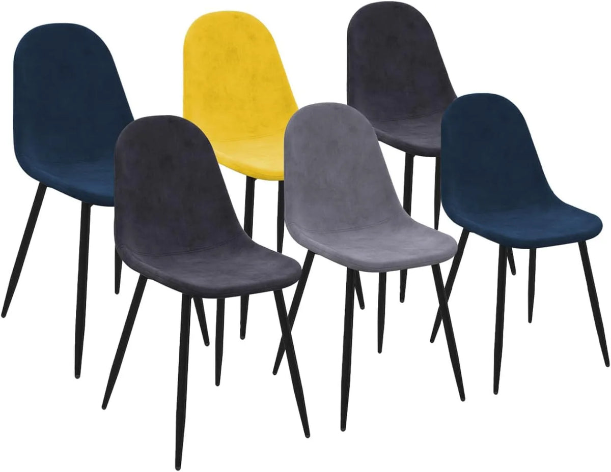 Chaise – Lot de 6, gris, revêtement en velours