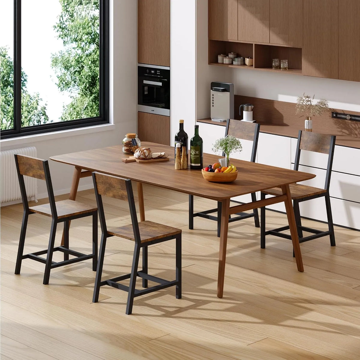 Chaise: en métal, avec dossier, lot de 4, 150 kg, marron