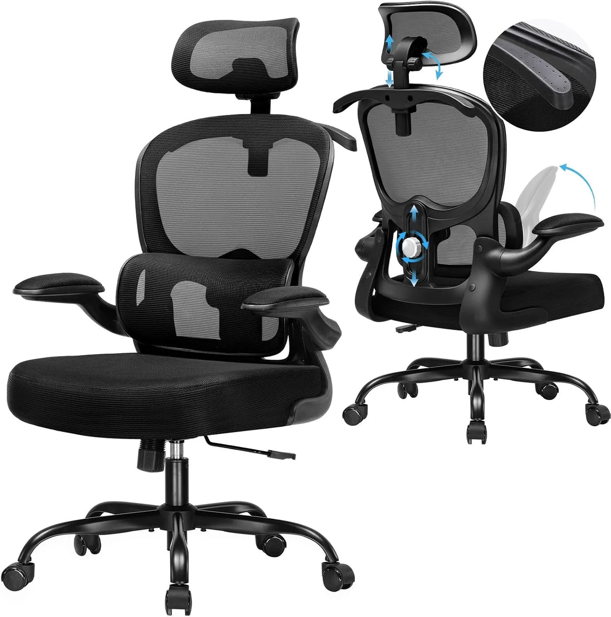Bureau et table informatique: respirant, technologie 3D/4D, avec accoudoirs, aération en maille