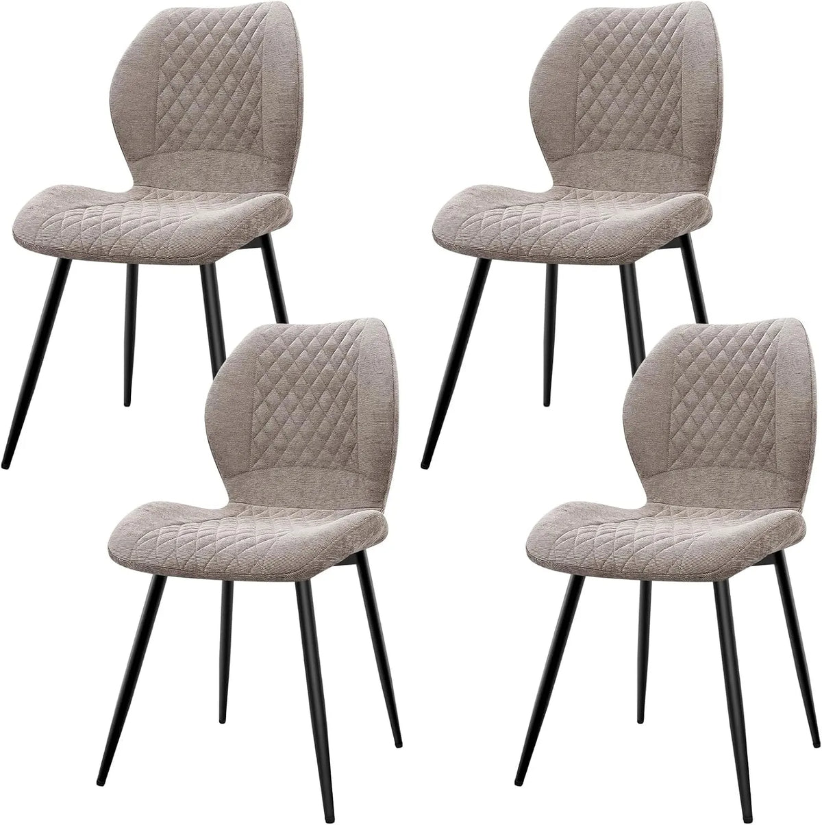 Chaise — en métal, Lot de 4, marron