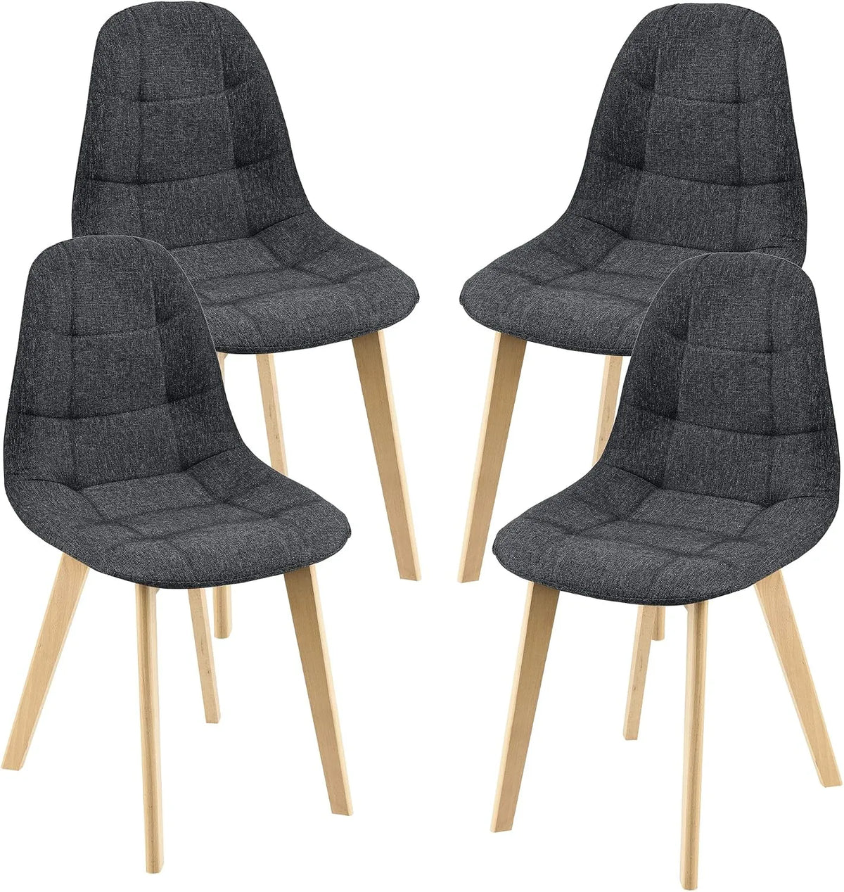 Chaise – en polyester, en bois, Lot de 4, 86 × 53 × 47 cm, noir
