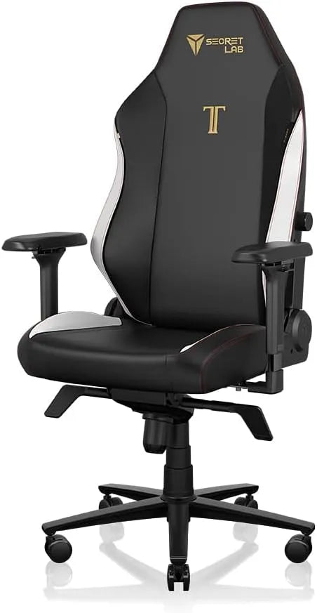 Chaise: Similicuir, en cuir PU, technologie 3D/4D, avec accoudoirs, pour gaming, 180kg, noir, inclinable