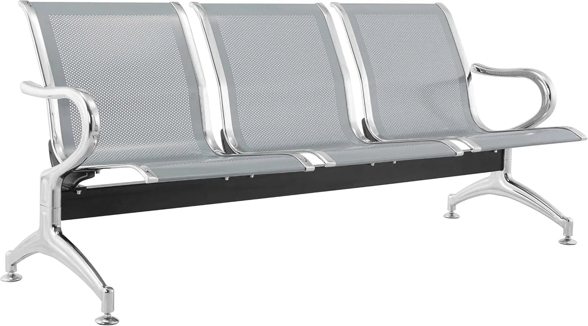 Banc et banquette d'intérieur – en acier, avec accoudoirs, 3 places