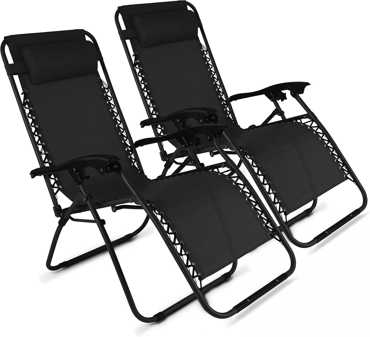 Oviala Lot de 2 Fauteuil et chaise rembourrées Lounge inclinable en Acier Noir – réglable