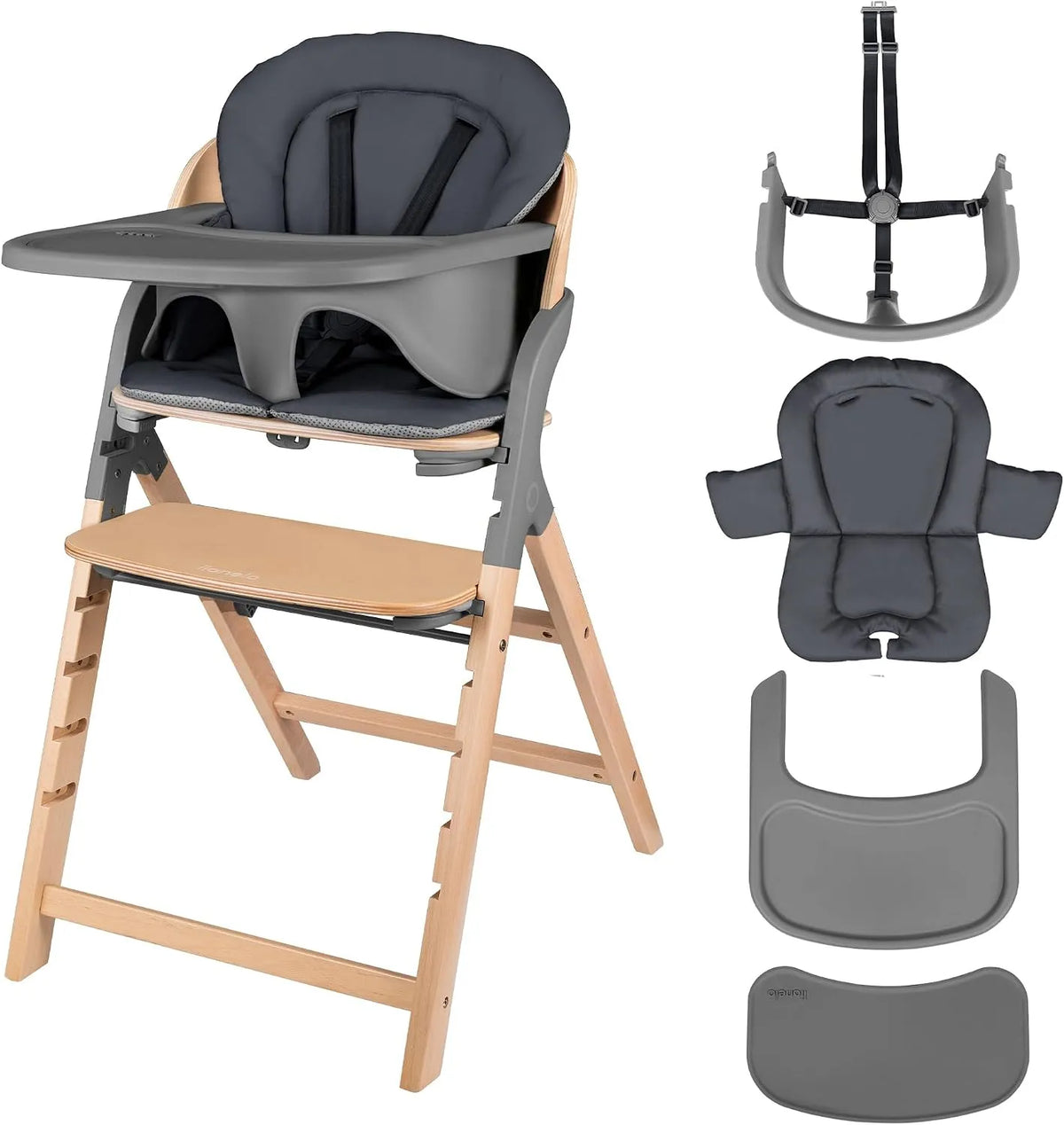 Chaise – en bois, avec coussins, réglable, 110 kg, gris