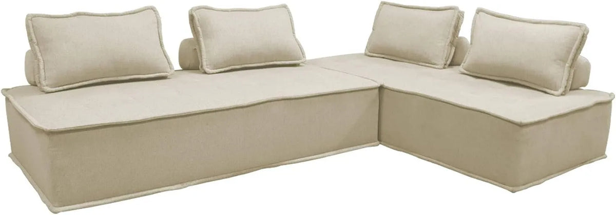 Canapé modulaire — DAO, revêtement en tissu, avec chauffage, Lot de 2, beige, 2 places
