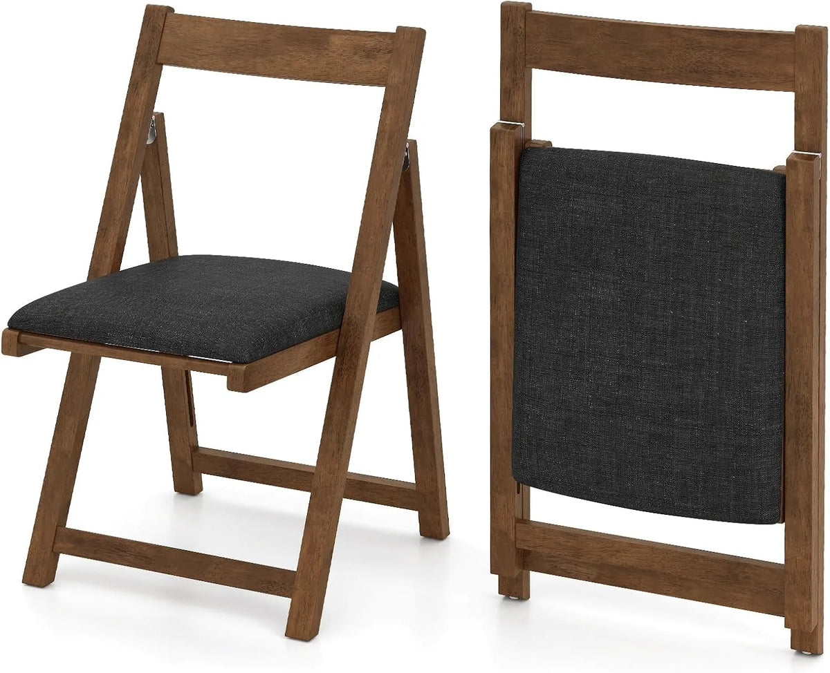 COSTWAY Chaise: en bois, avec dossier, Lot de 2, 150 kg, gris