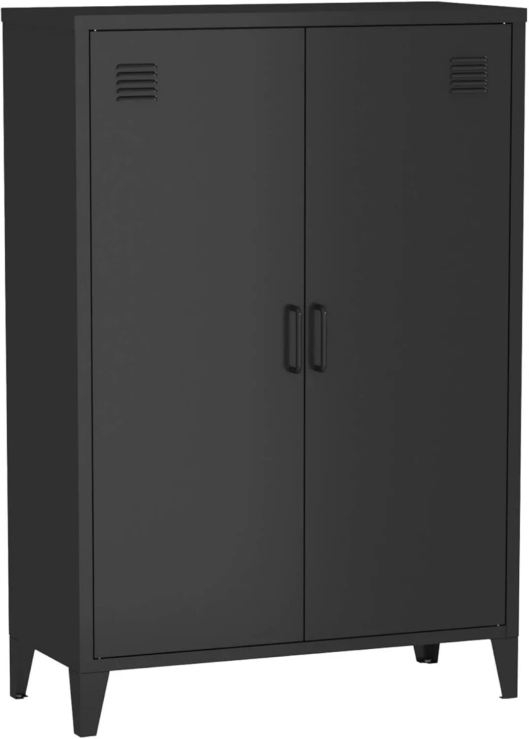 Armoire de rangement — en métal, avec rangement, noir