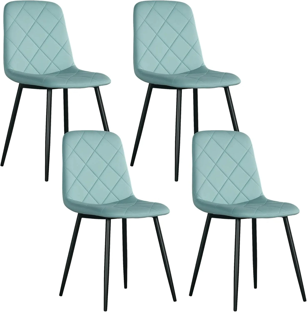 HOMCOM Chaise – revêtement en tissu, en acier, avec dossier, Lot de 4, vert, revêtement en velours