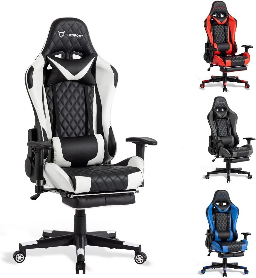 Bureau et table informatique – avec coussins, pour gaming, réglable, blanc, inclinable