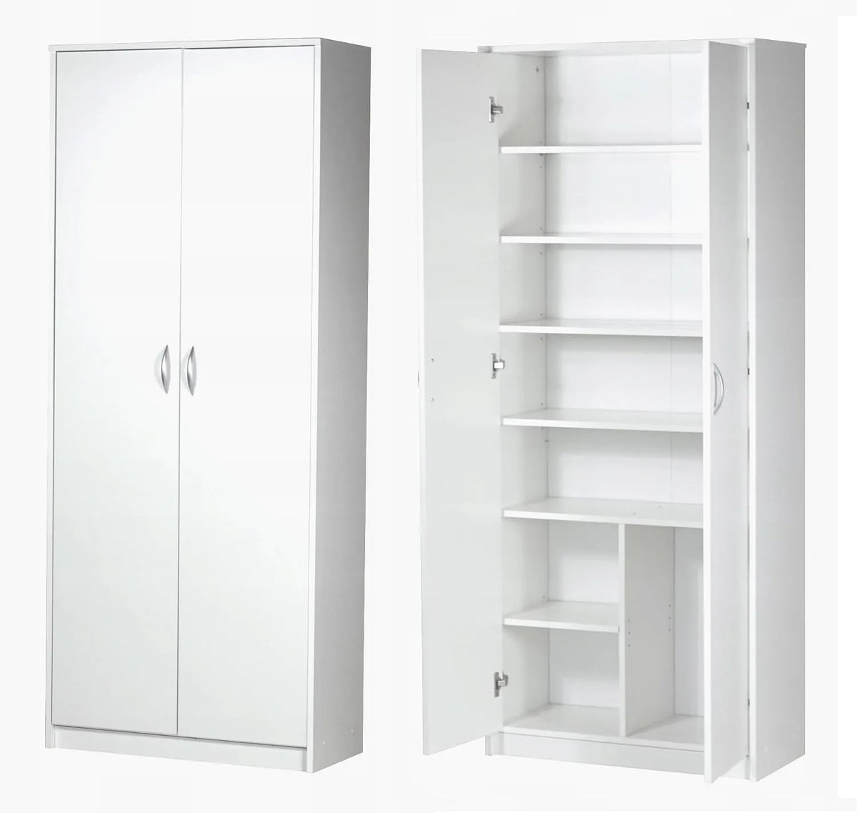 Armoire de rangement — 2 Portes, 180 × 74 × 35 cm, blanc
