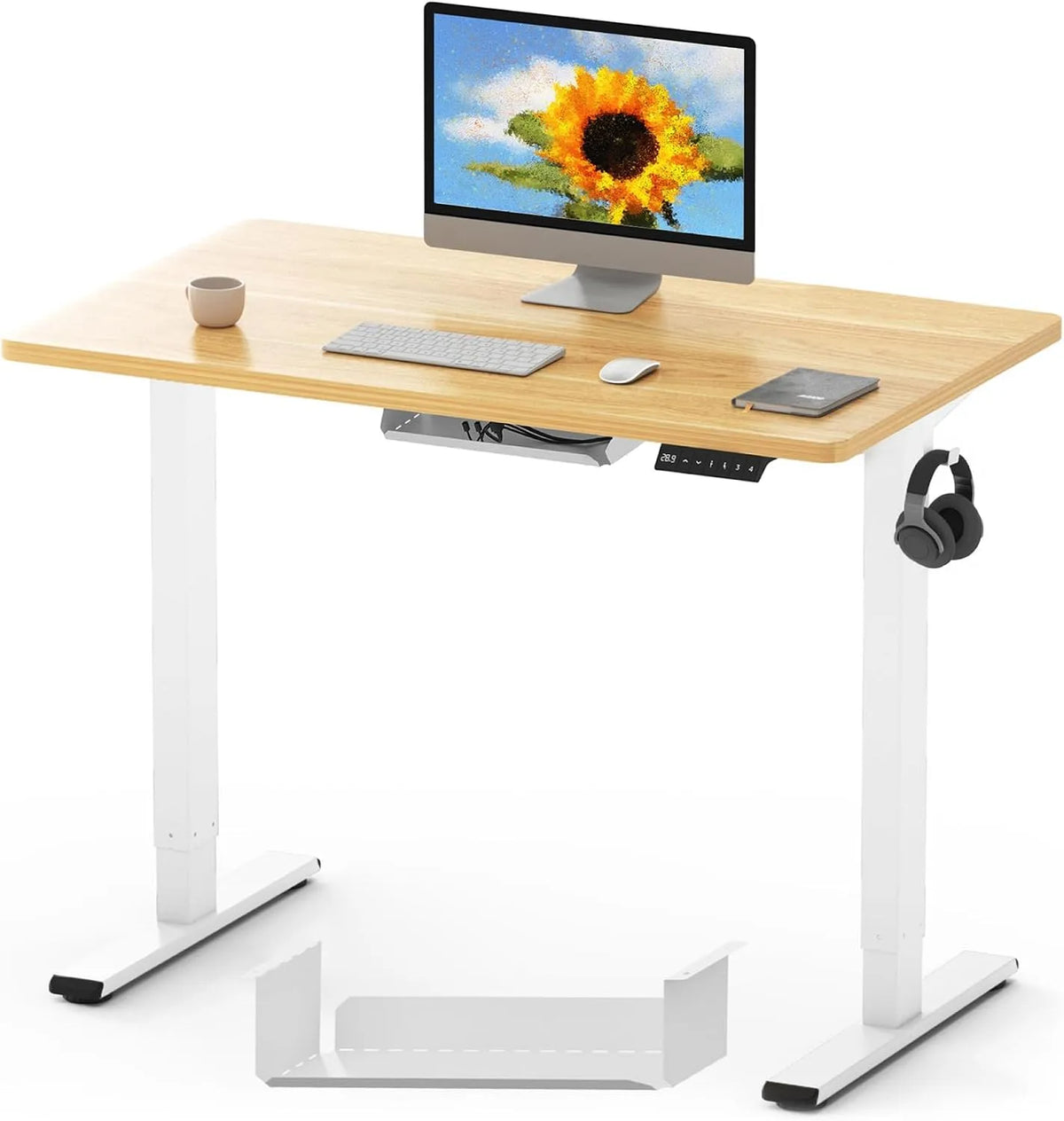 Bureau et table informatique – réglable, 100 × 60cm, blanc, hauteur réglable